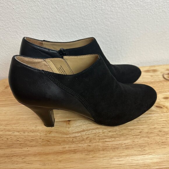 Naturalizer Black Suede & Leather Ankle Booties Size 8.5 - Picture 1 of 16
